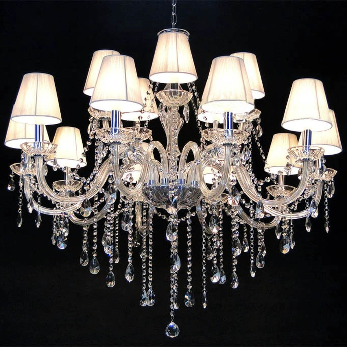 AM0736 — European Grand Hall Crystal Stainless Steel Chandelier for Bar Spaces