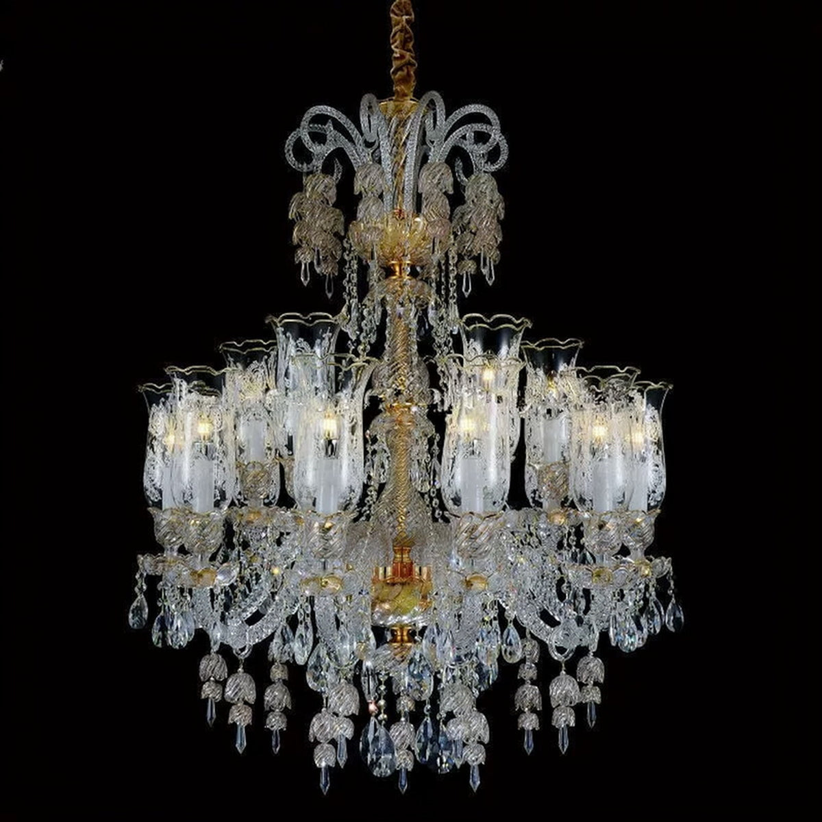 AM0844 — European Stairwell Duplex Glass Chandelier for Living Rooms