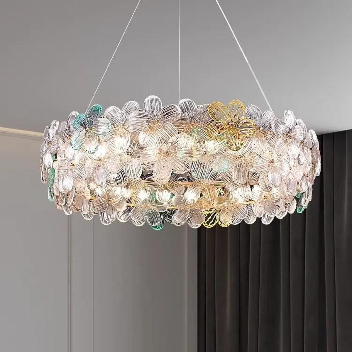 AM0662 — Light Luxury Floral Crystal Chandelier for Living Rooms