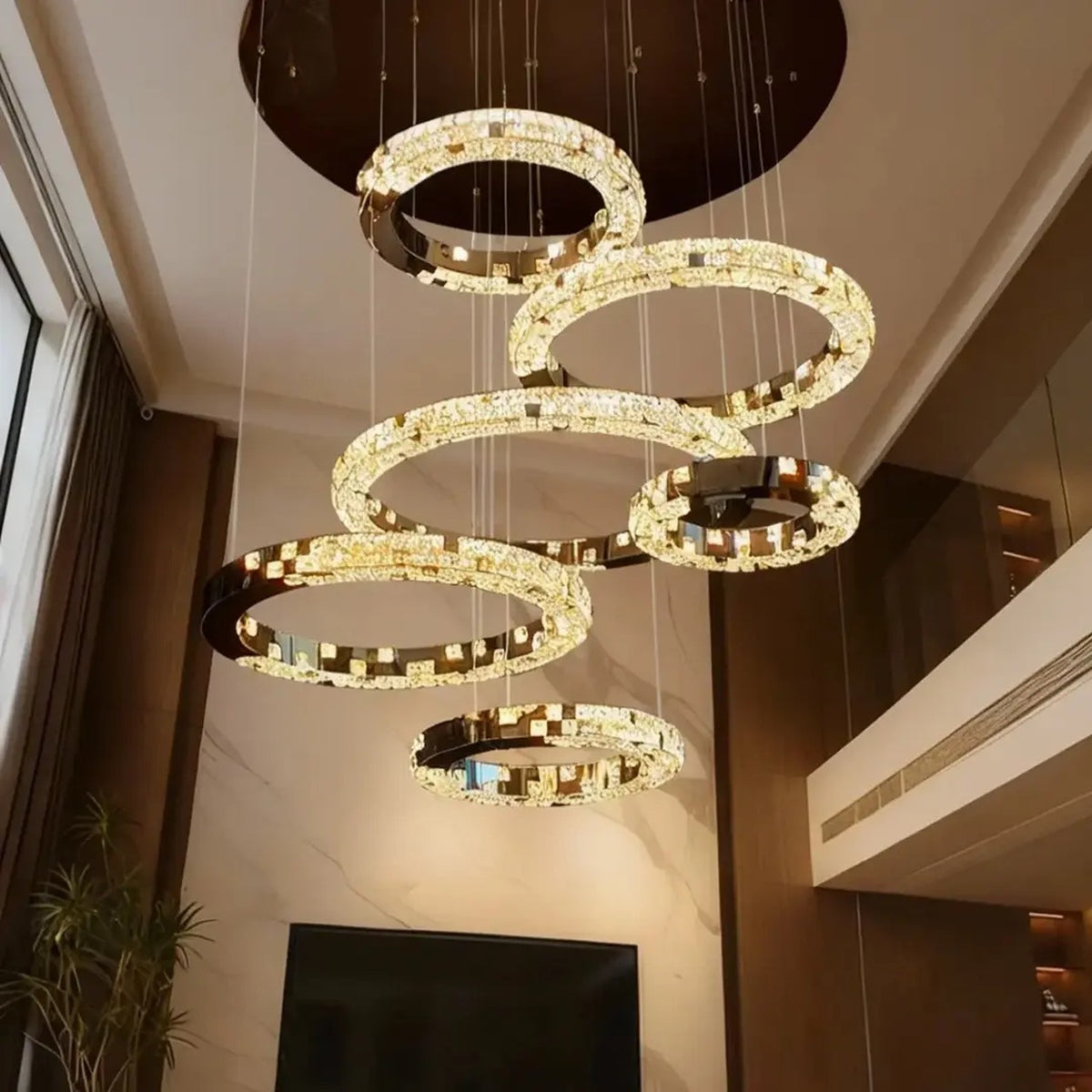 AM0664 — Light Luxury Stairwell Crystal Chandelier for Living Rooms