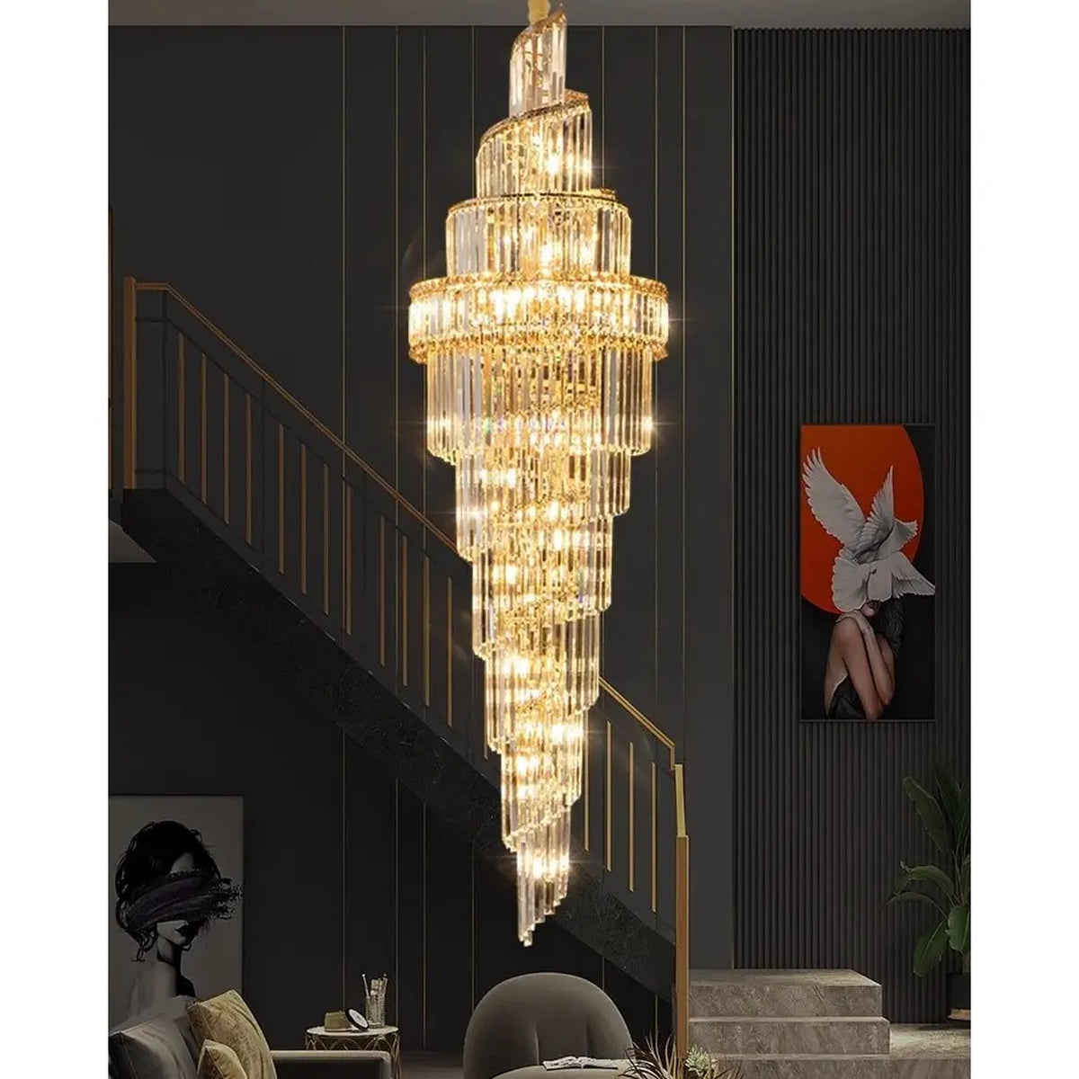 AM0487 — Modern Minimalist Spiral Staircase Chandelier for Living Rooms