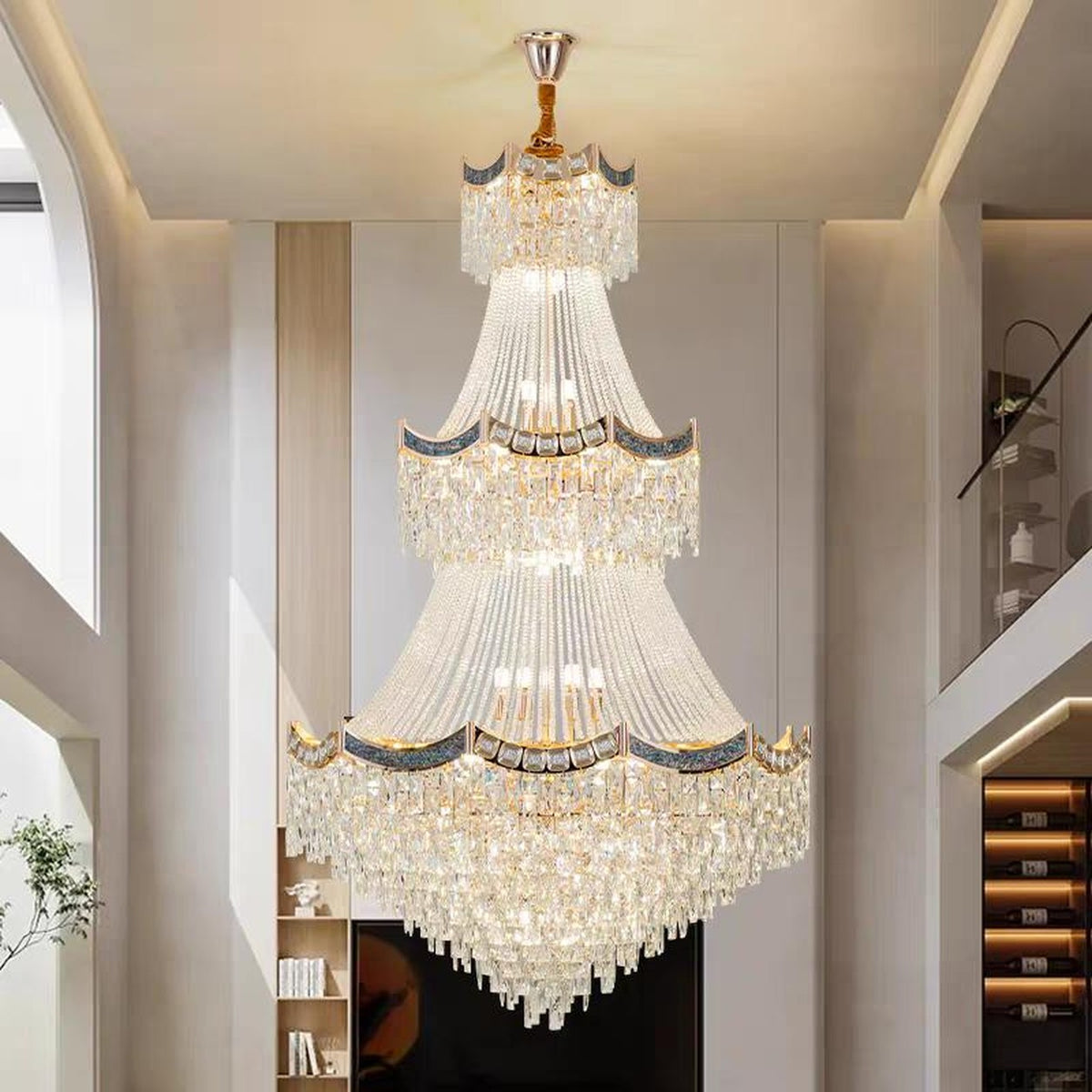 AM0642 — Light Luxury Spiral Staircase Crystal Chandelier for Living Rooms
