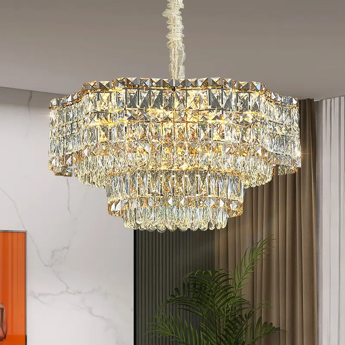 AM0652 — Postmodern Round Crystal Chandelier for Living Rooms