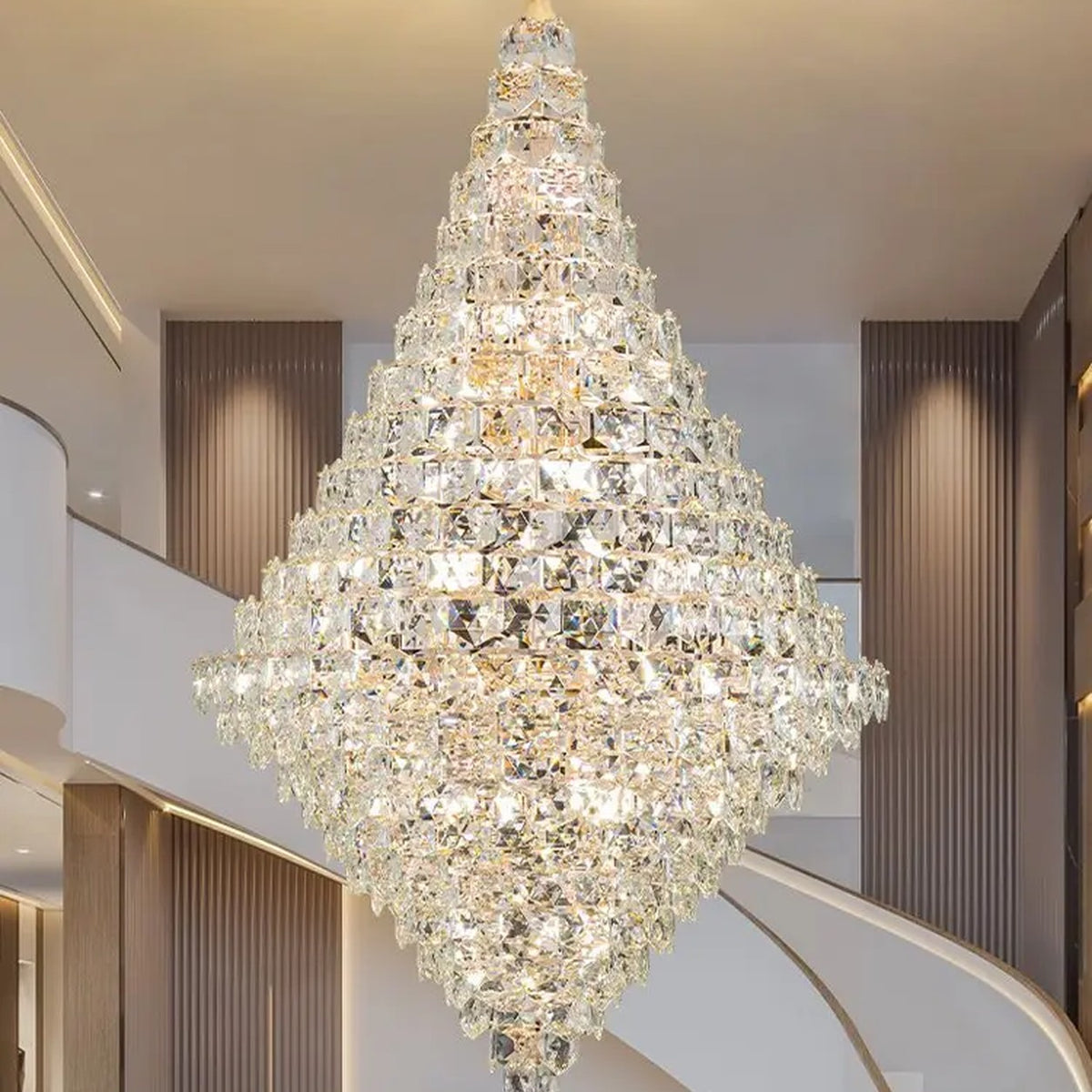 AM0554 — Light Luxury Spiral Staircase Crystal Chandelier for Living Rooms