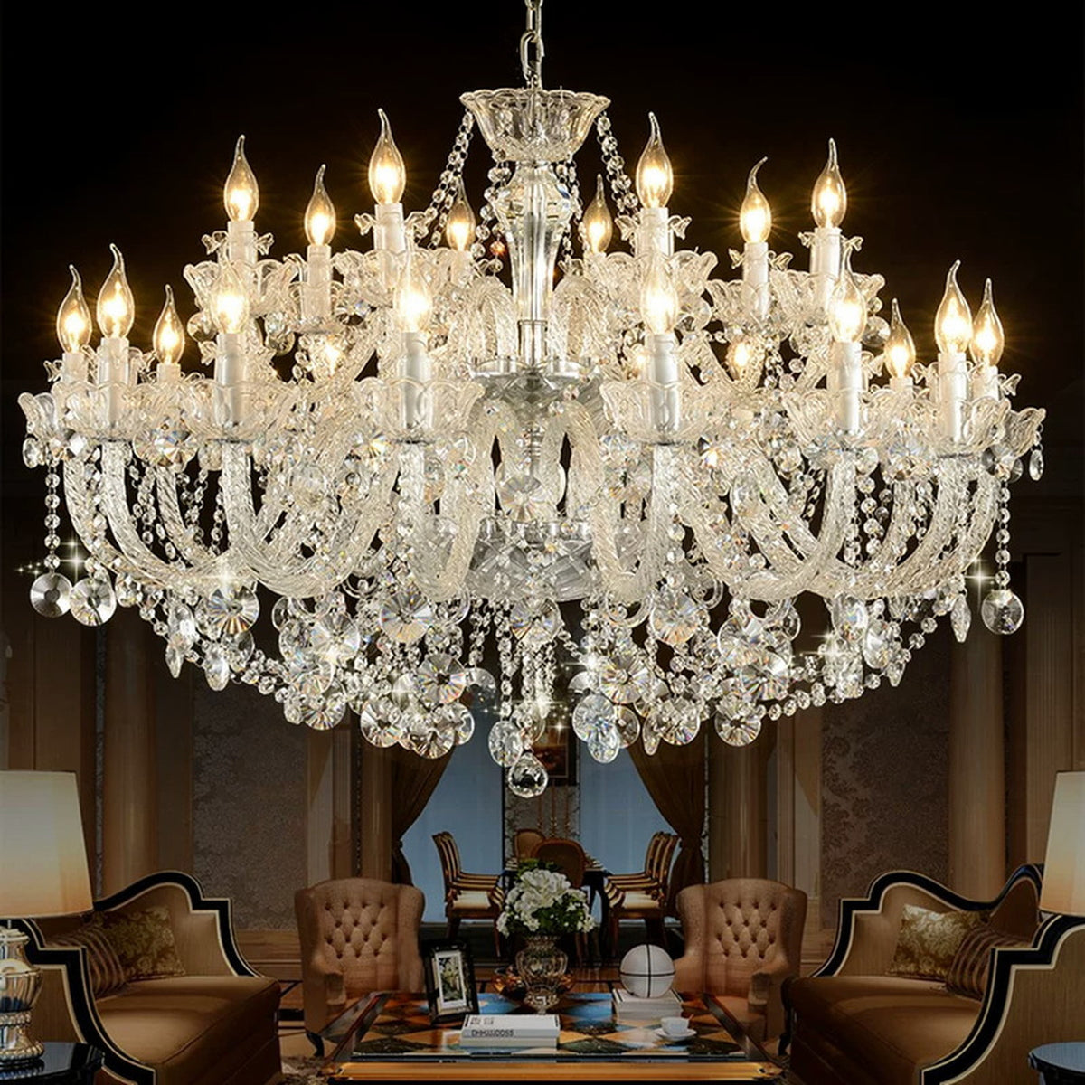AM0775 — European Candle Crystal Glass Chandelier for Living Rooms