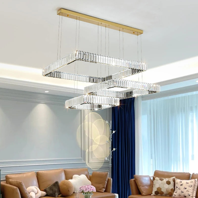 AM0086 · Modern Minimalist Tiered Composition Crystal Chandelier for Living Spaces — AM0086, view 4