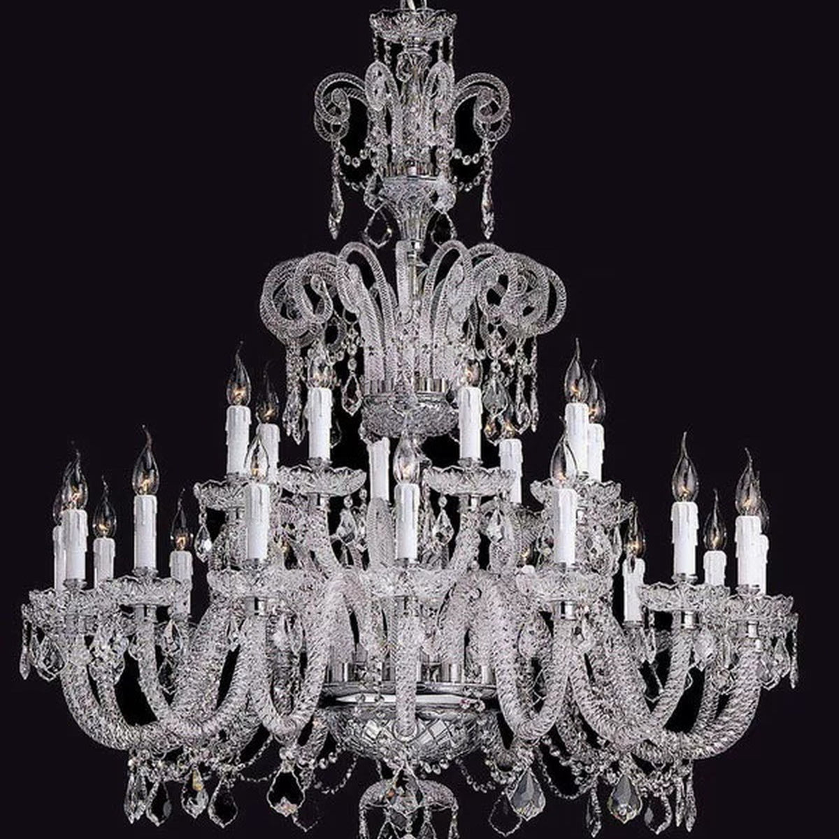 AM0740 — European Candle Duplex Crystal Chandelier for Living Rooms & Dining Rooms