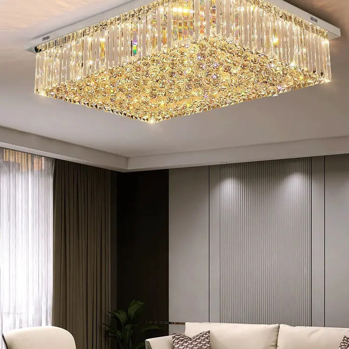 AM0518 — Light Luxury Square Crystal Ceiling Light for Living Rooms