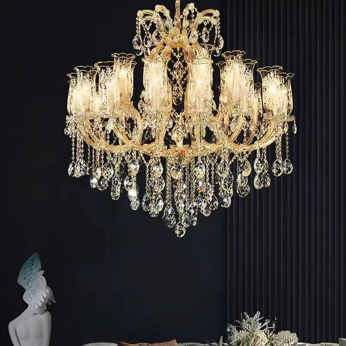 AM0849 — European Duplex Crystal Iron Chandelier for Living Rooms