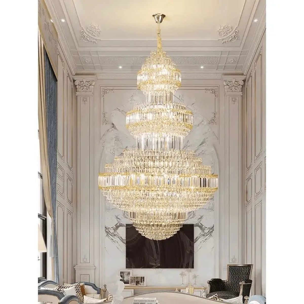 AM0627 — Light Luxury Spiral Staircase Crystal Chandelier for Living Rooms