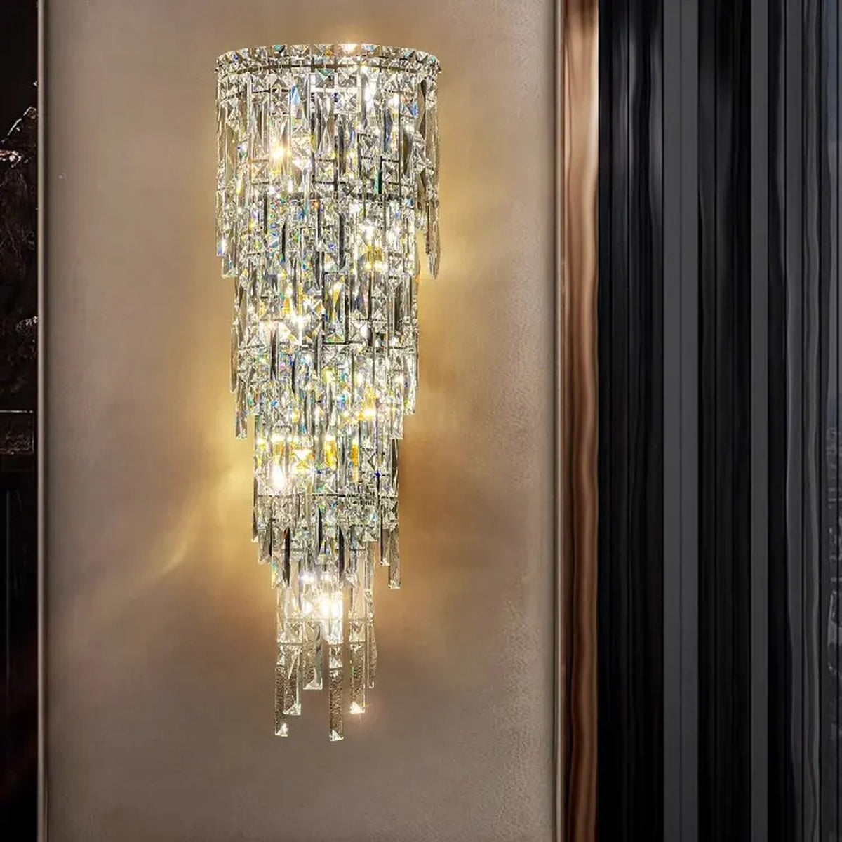 AM0480 — Light Luxury Stairwell Crystal Wall Light for Living Rooms