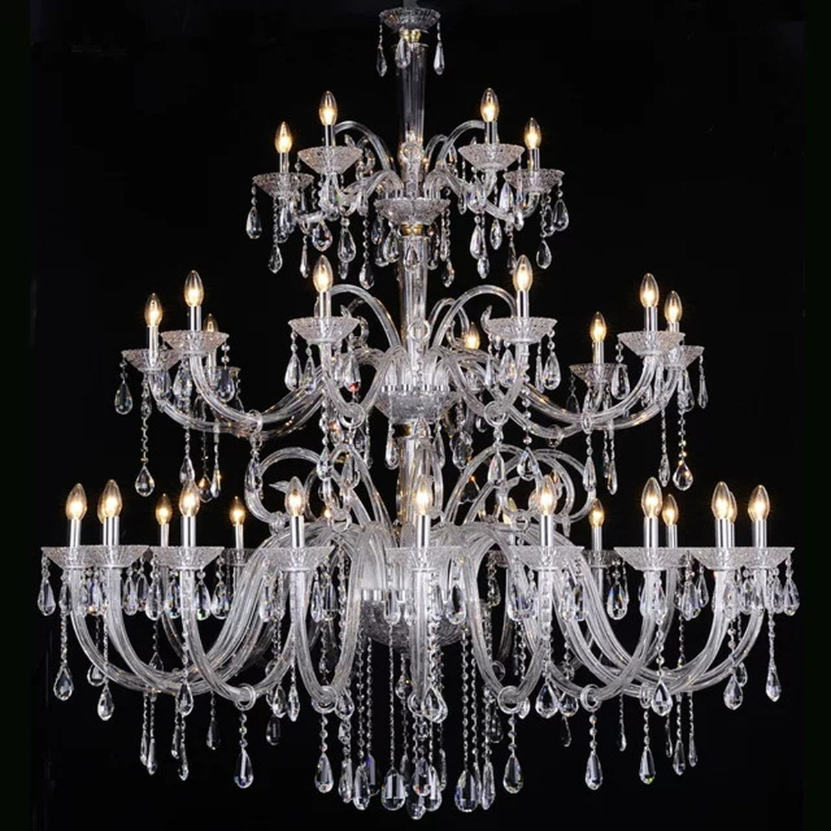 AM0758 — European Candle Duplex Crystal Chandelier for Living Rooms & Dining Rooms