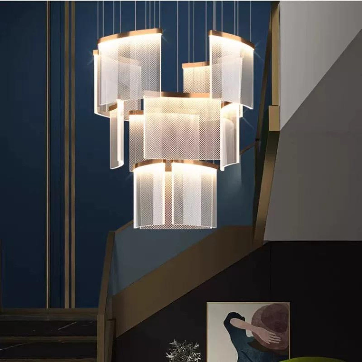 AM0635 — Modern Luxury Stairwell Acrylic Chandelier for Living Rooms