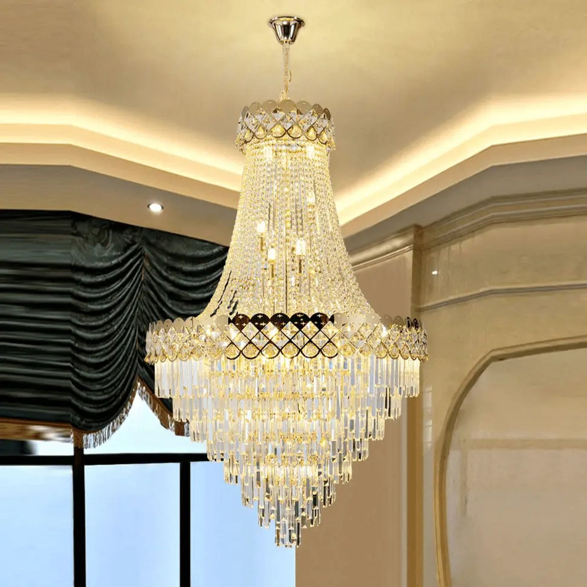 AM0626 — Light Luxury Spiral Staircase Crystal Chandelier for Living Rooms