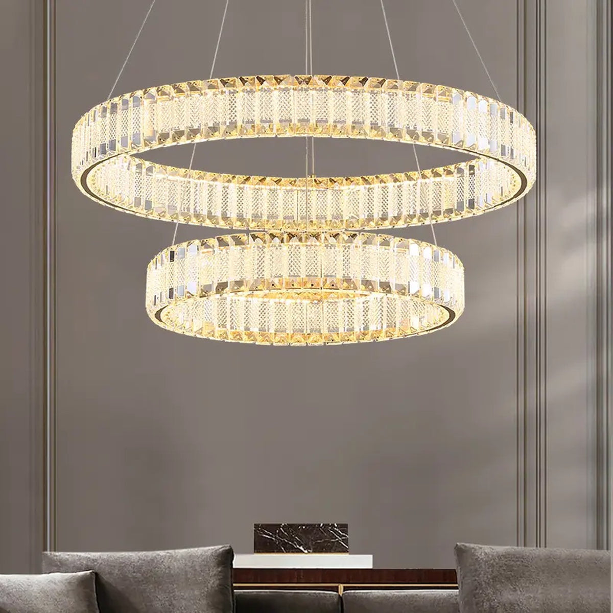 AM0511 — Modern Minimalist Ring K9 Crystal Chandelier for Living Rooms