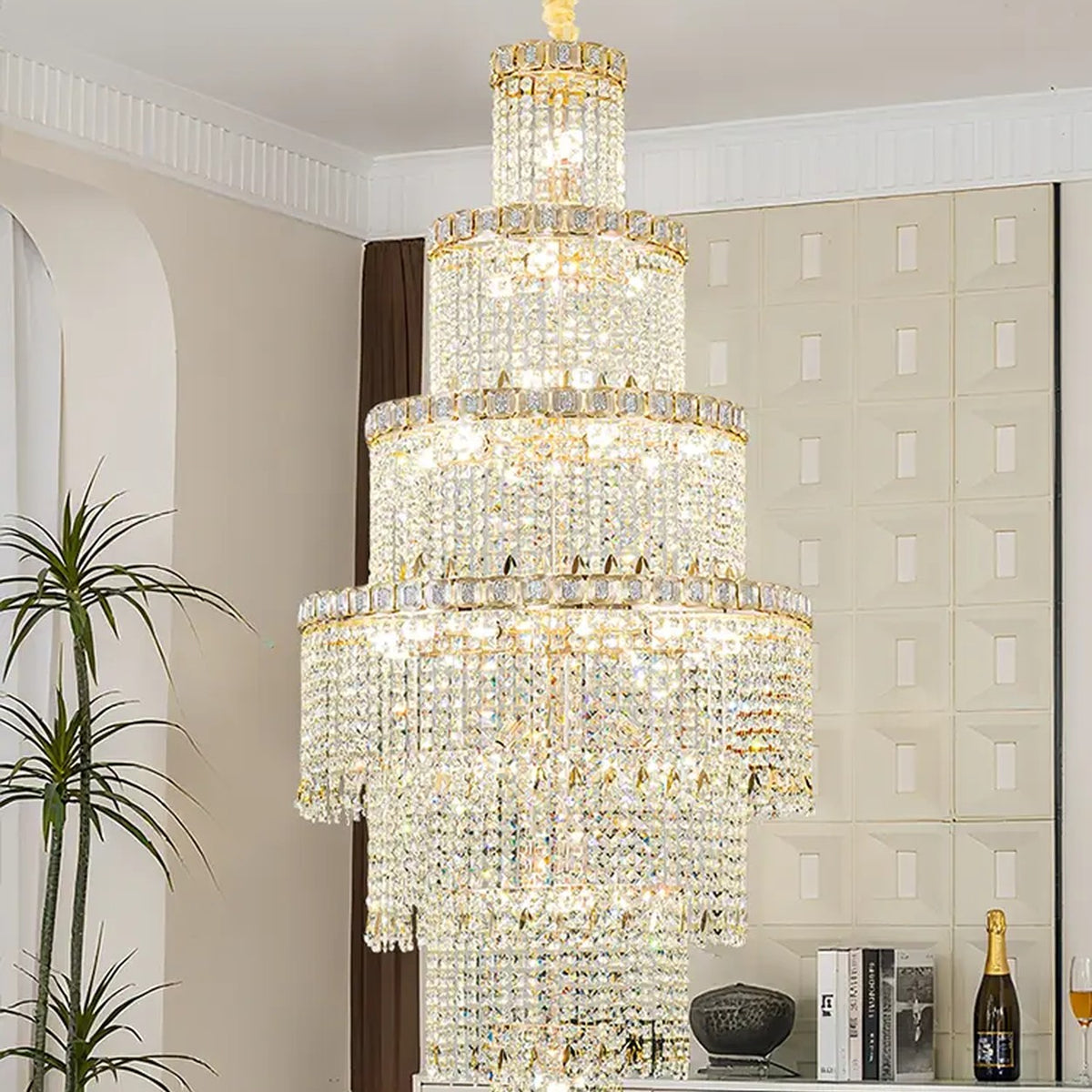 AM0609 — Postmodern Spiral Staircase Crystal Chandelier for Stairwells