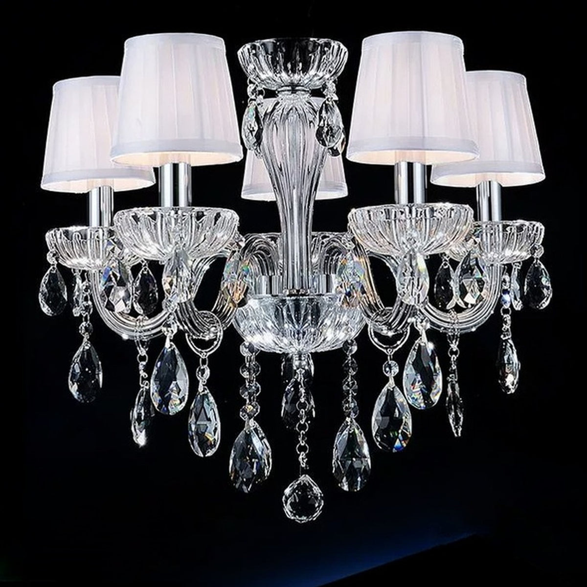 AM0751 — European Candle Crystal Stainless Steel Chandelier for Offices