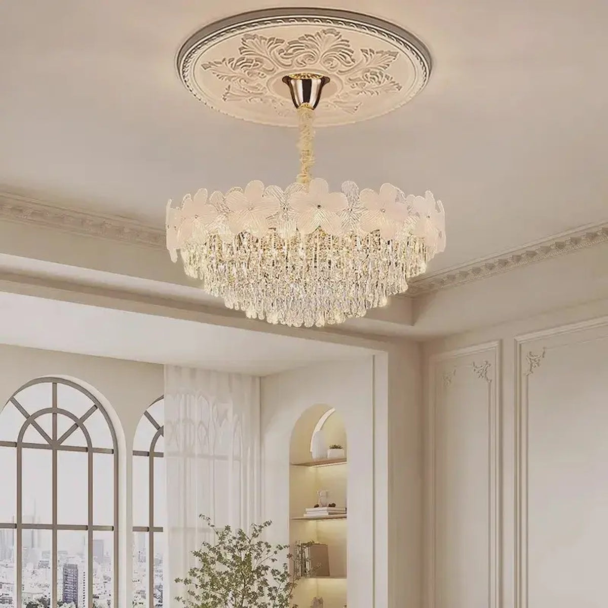 AM0484 — Modern Luxury Floral Crystal Chandelier for Living Rooms