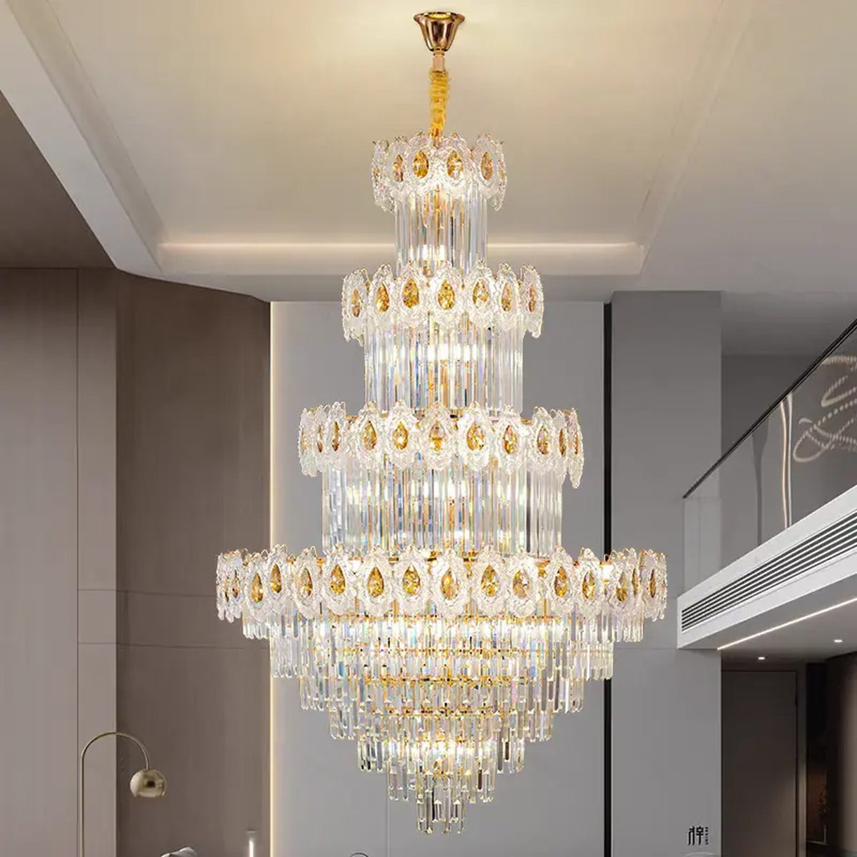 AM0645 — Light Luxury Spiral Staircase Crystal Chandelier for Living Rooms