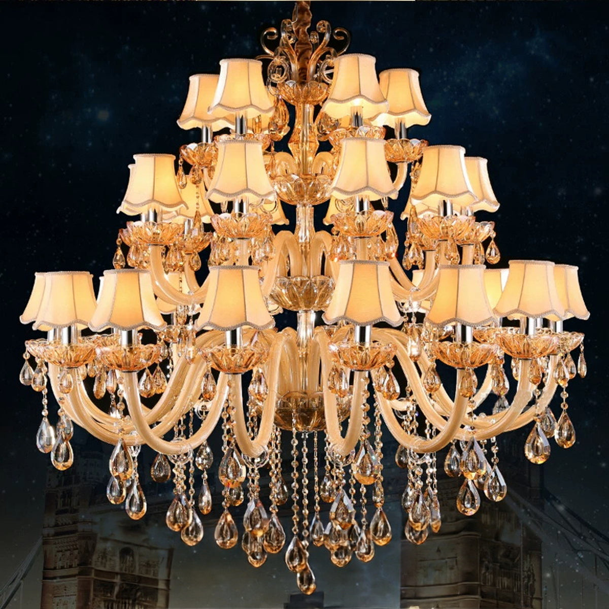 AM0784 — European Candle Duplex Metal Chandelier for Living Rooms & Dining Rooms