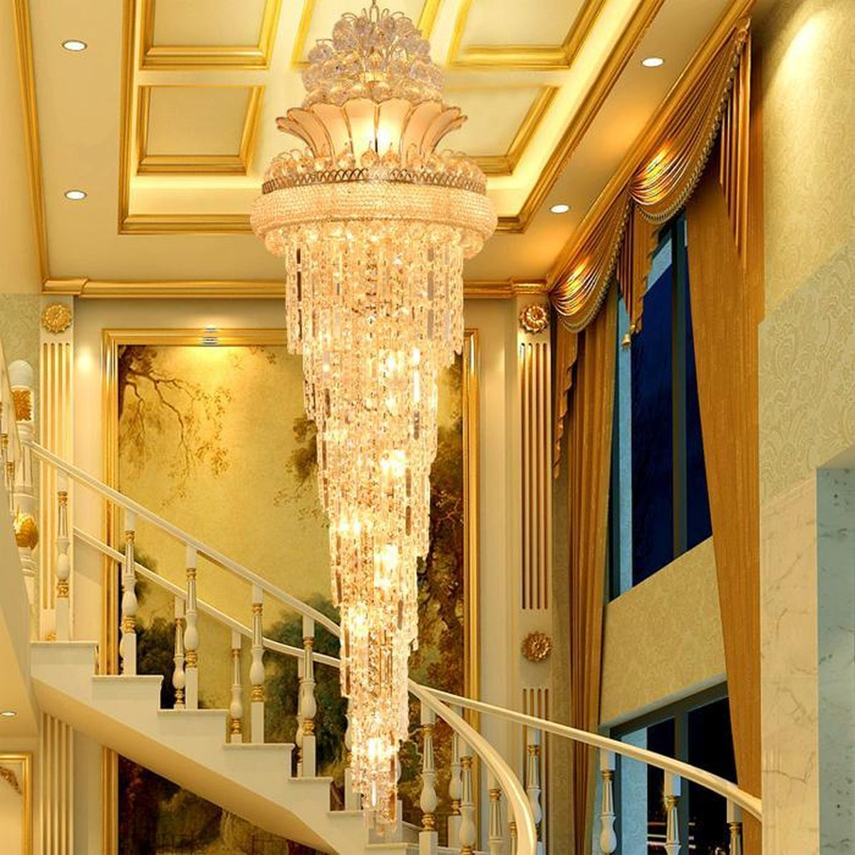 AM0473 — American Crystal Chandelier for Stairwells
