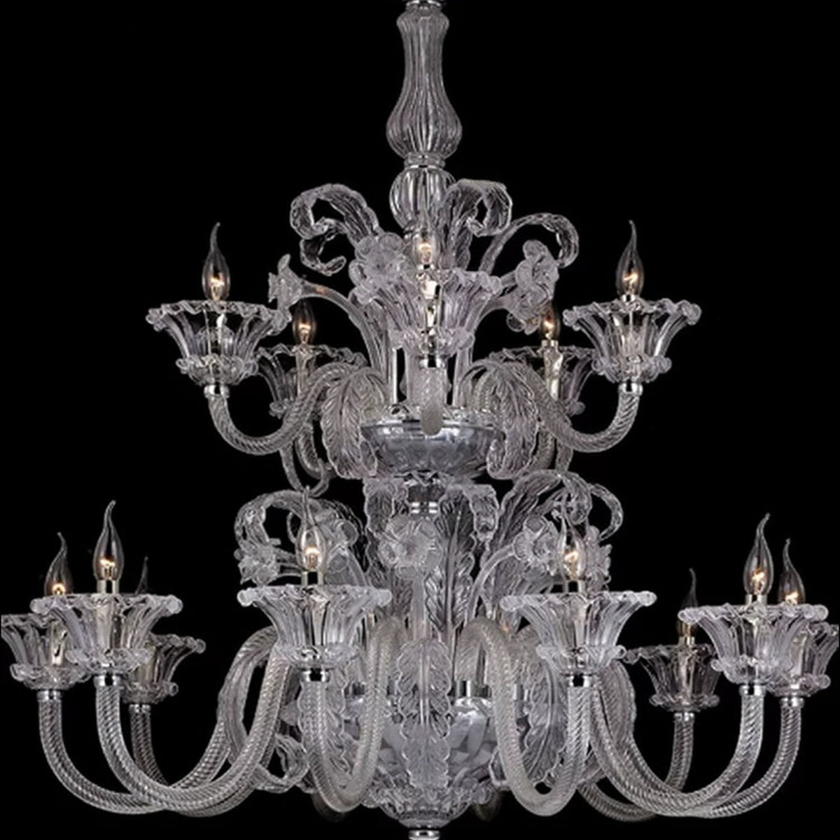 AM0856 — French Cream Glass Chandelier for Hotels & Ballrooms