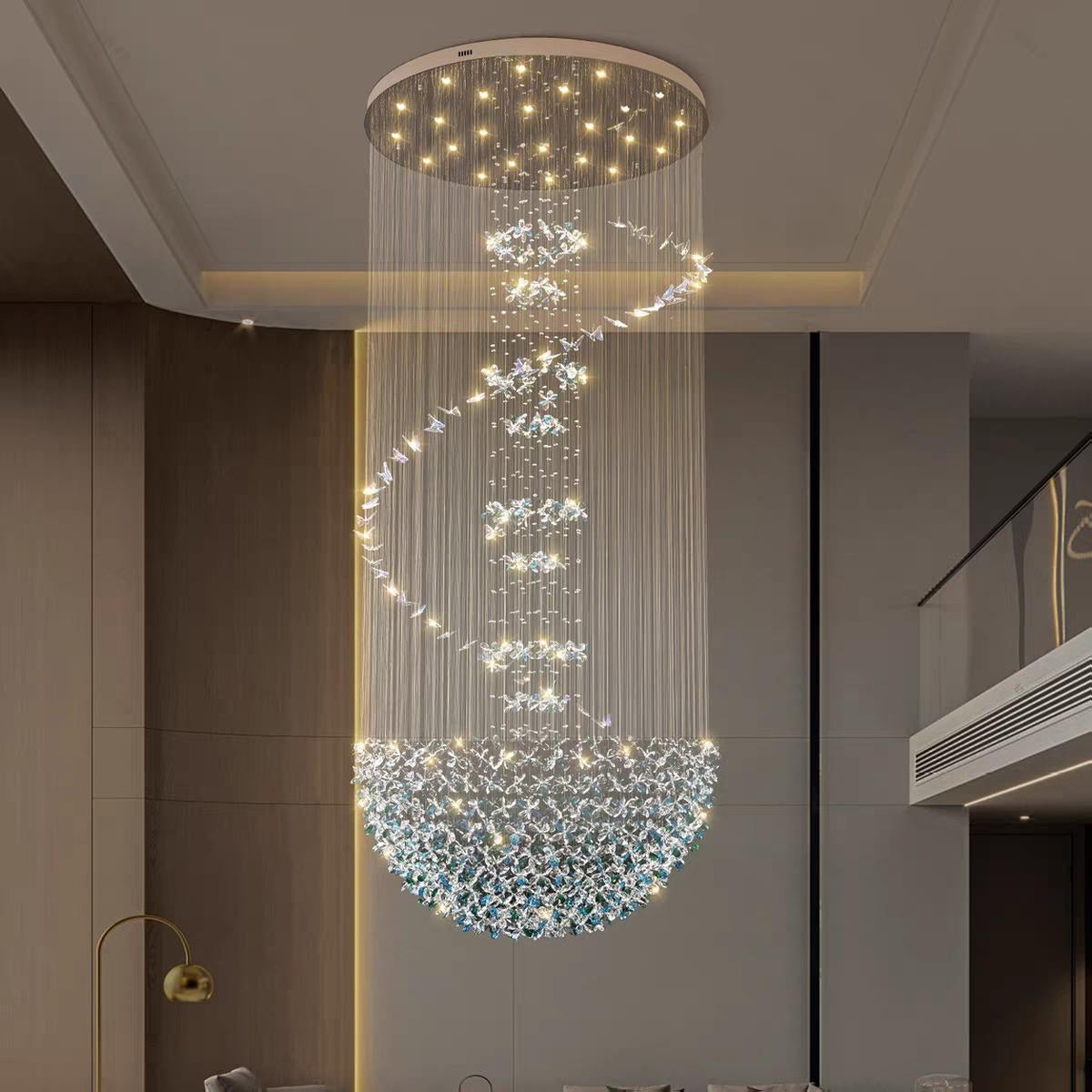AM0513 — Light Luxury Stairwell Crystal Chandelier for Living Rooms