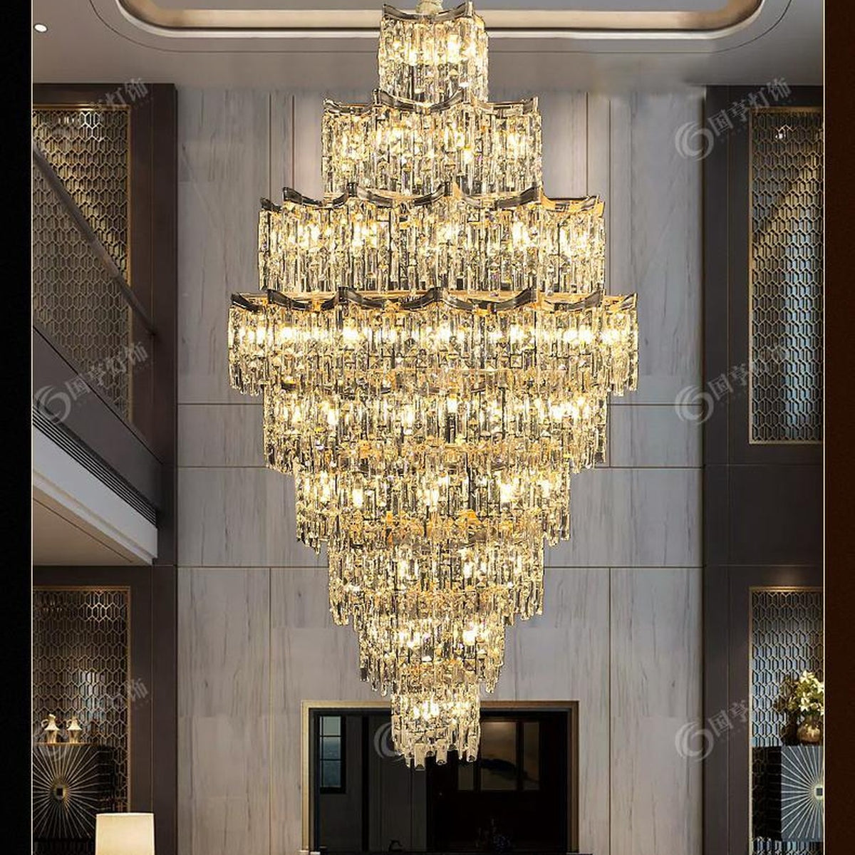 AM0474 — Light Luxury Spiral Staircase Crystal Chandelier for Living Rooms
