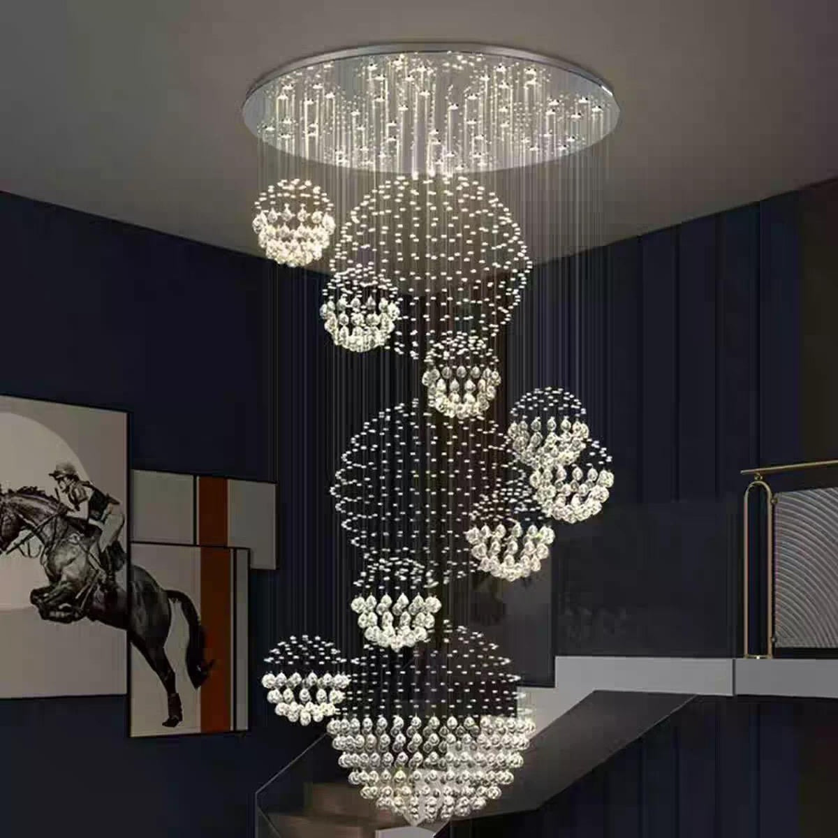 AM0655 — Modern Minimalist Stairwell Chandelier for Living Rooms