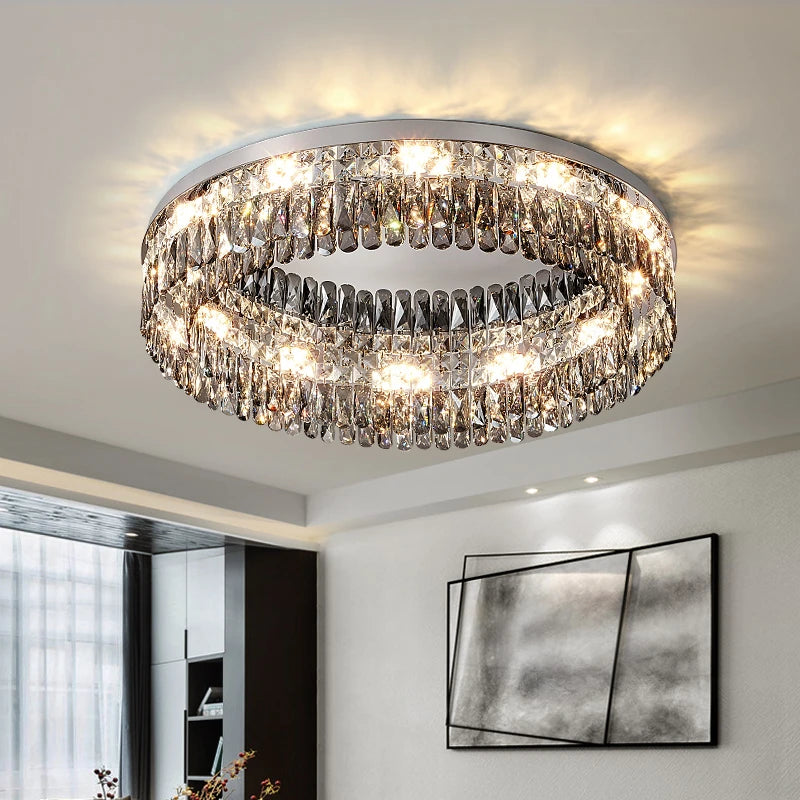 AM0111 · Modern Minimalist Round Crystal Flush Mount Ceiling Light for Bedrooms — AM0111, view 5