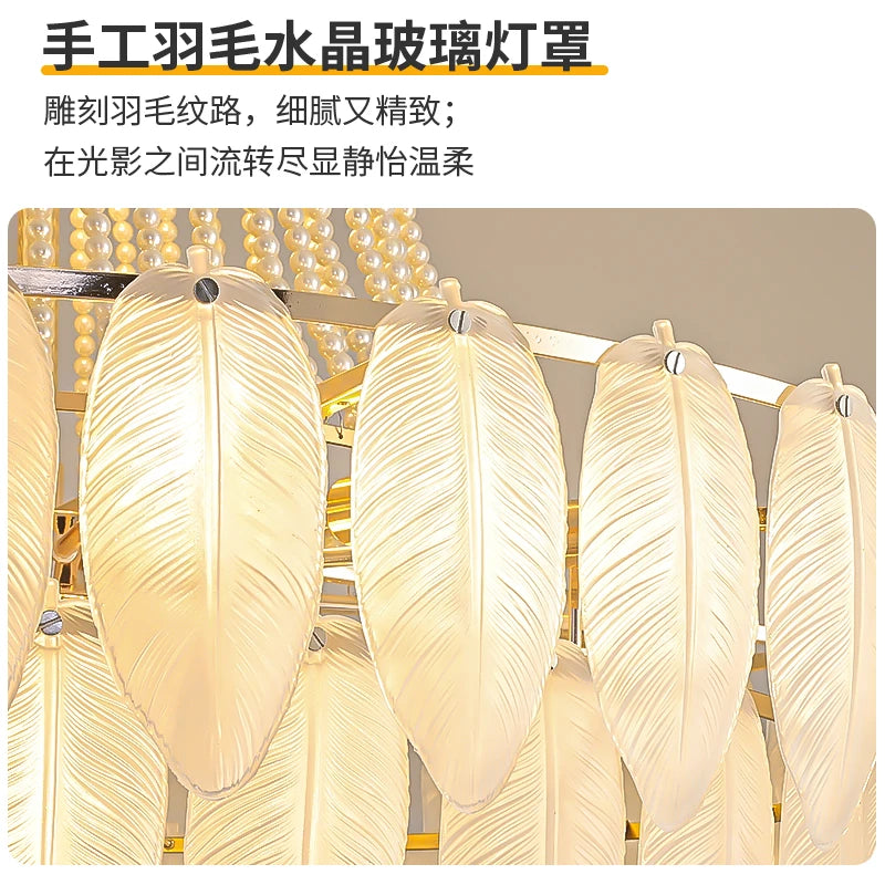 AM0047 · Modern Minimalist Feather Inspired Crystal Chandelier for Double-Height Spaces — AM0047, view 5