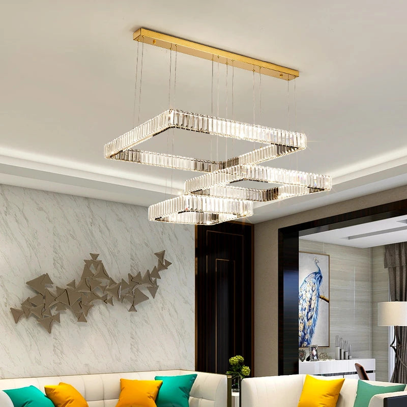AM0086 · Modern Minimalist Tiered Composition Crystal Chandelier for Living Spaces — AM0086, view 5