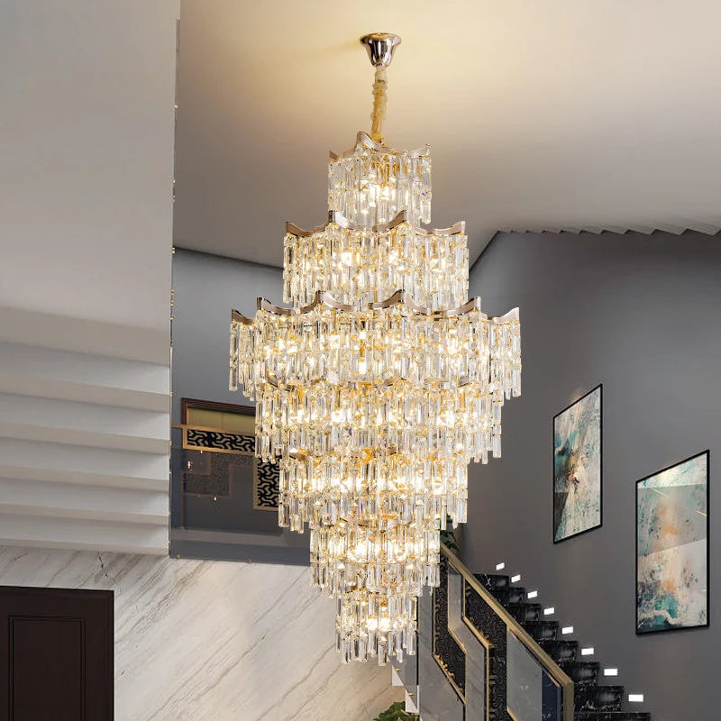 AM0015 · Minimalist Stairwell Extended-Drop Crystal Chandelier for Double-Height Spaces — AM0015, view 5