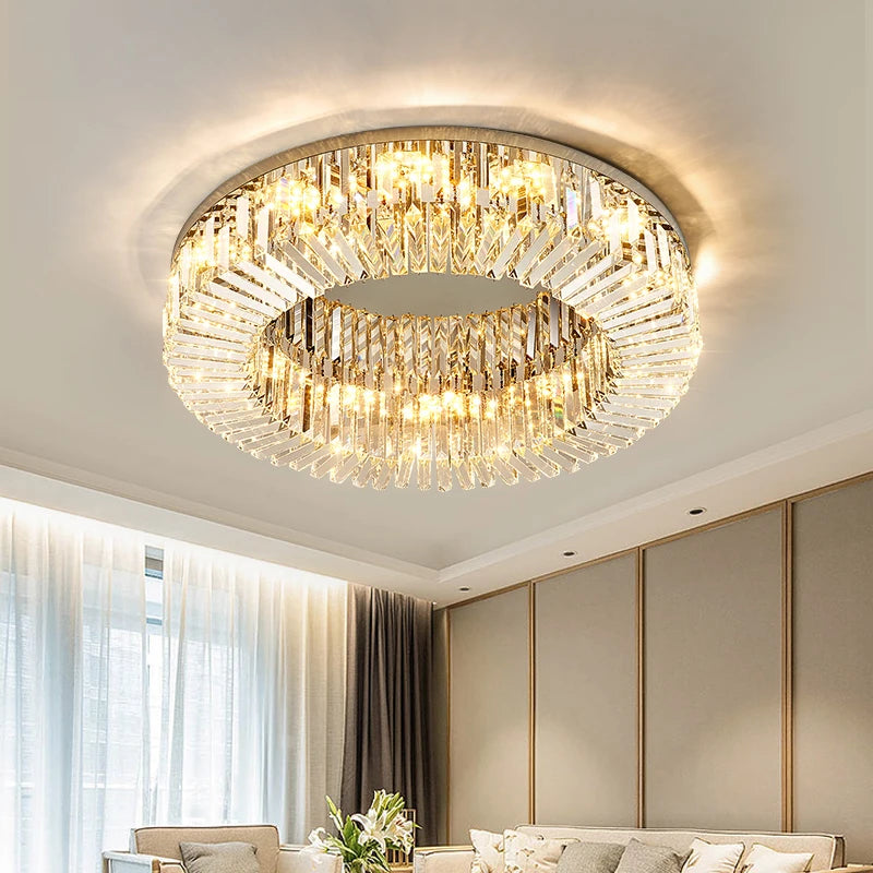AM0109 · Modern Minimalist Crystal Flush Mount Round Ceiling Light for Bedrooms — AM0109, view 5
