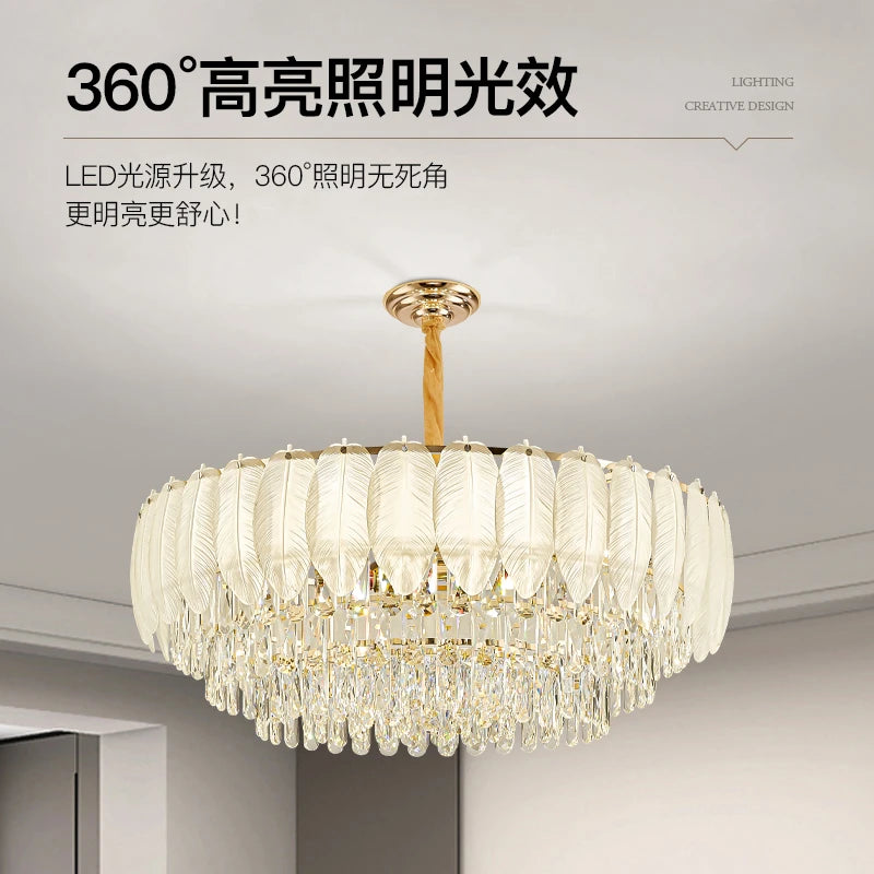 AM0064 · Modern Minimalist Cream-Tone Crystal Chandelier for Living Spaces — AM0064, view 4