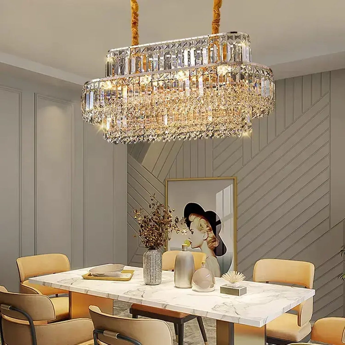 AM0598 — Modern Minimalist Crystal Chandelier for Living Rooms