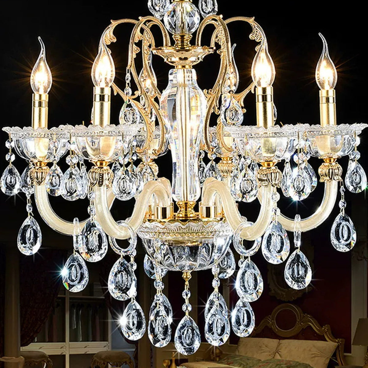 AM0861 — European Duplex Crystal Stainless Steel Chandelier for Studies