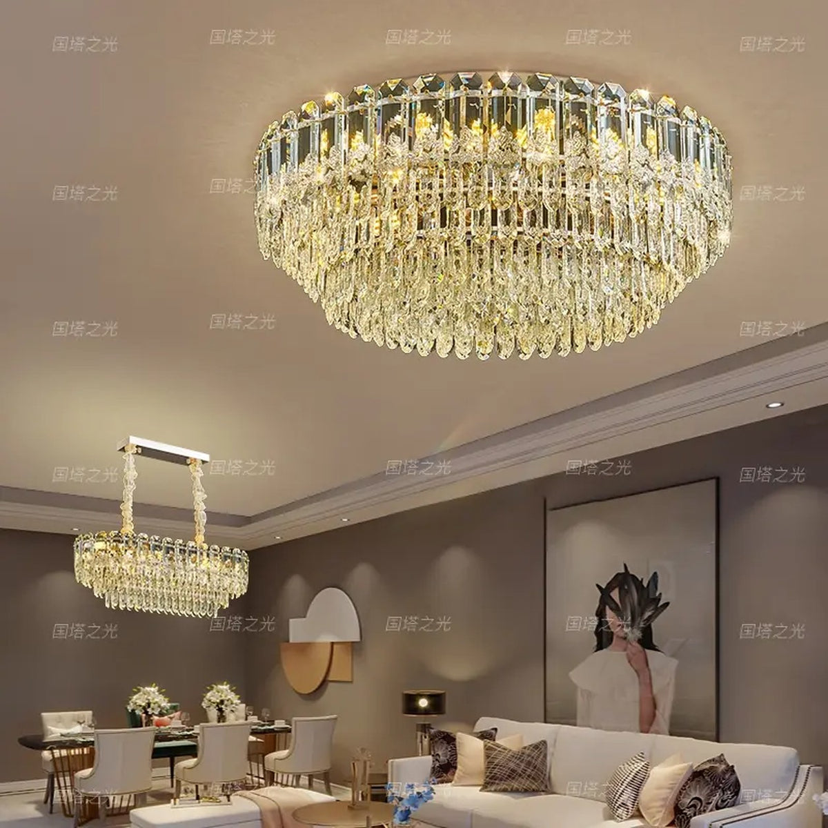 AM0660 — Modern Minimalist Crystal Chandelier for Living Rooms