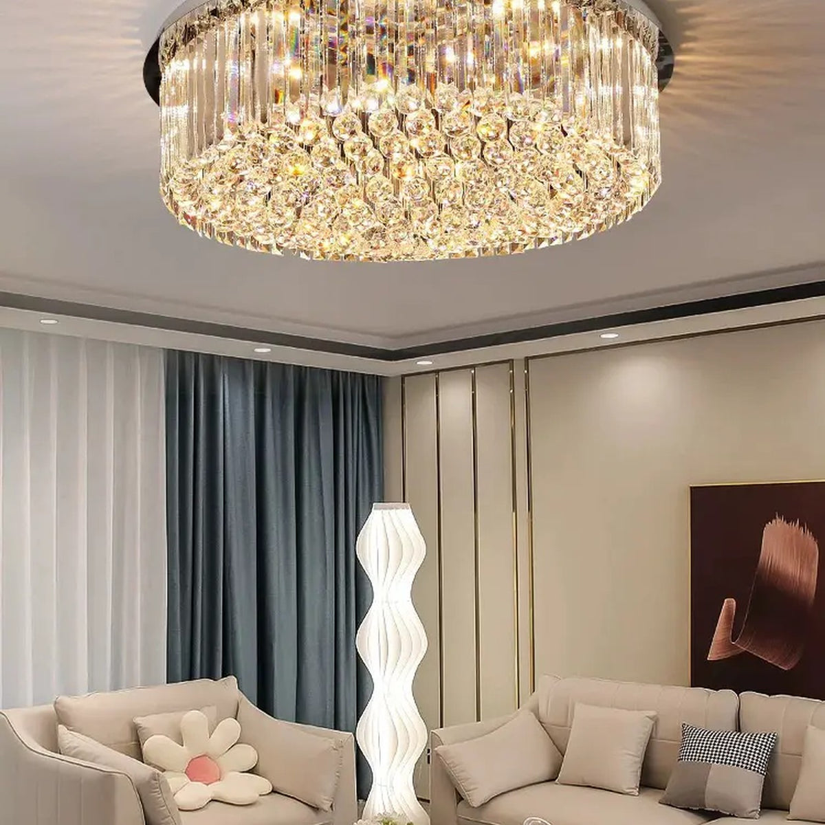 AM0518 — Light Luxury Square Crystal Ceiling Light for Living Rooms