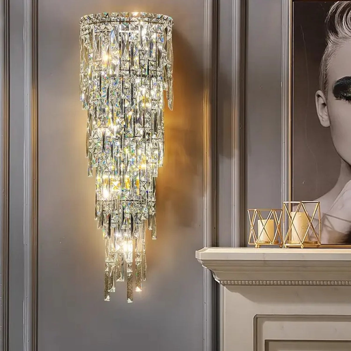 AM0480 — Light Luxury Stairwell Crystal Wall Light for Living Rooms
