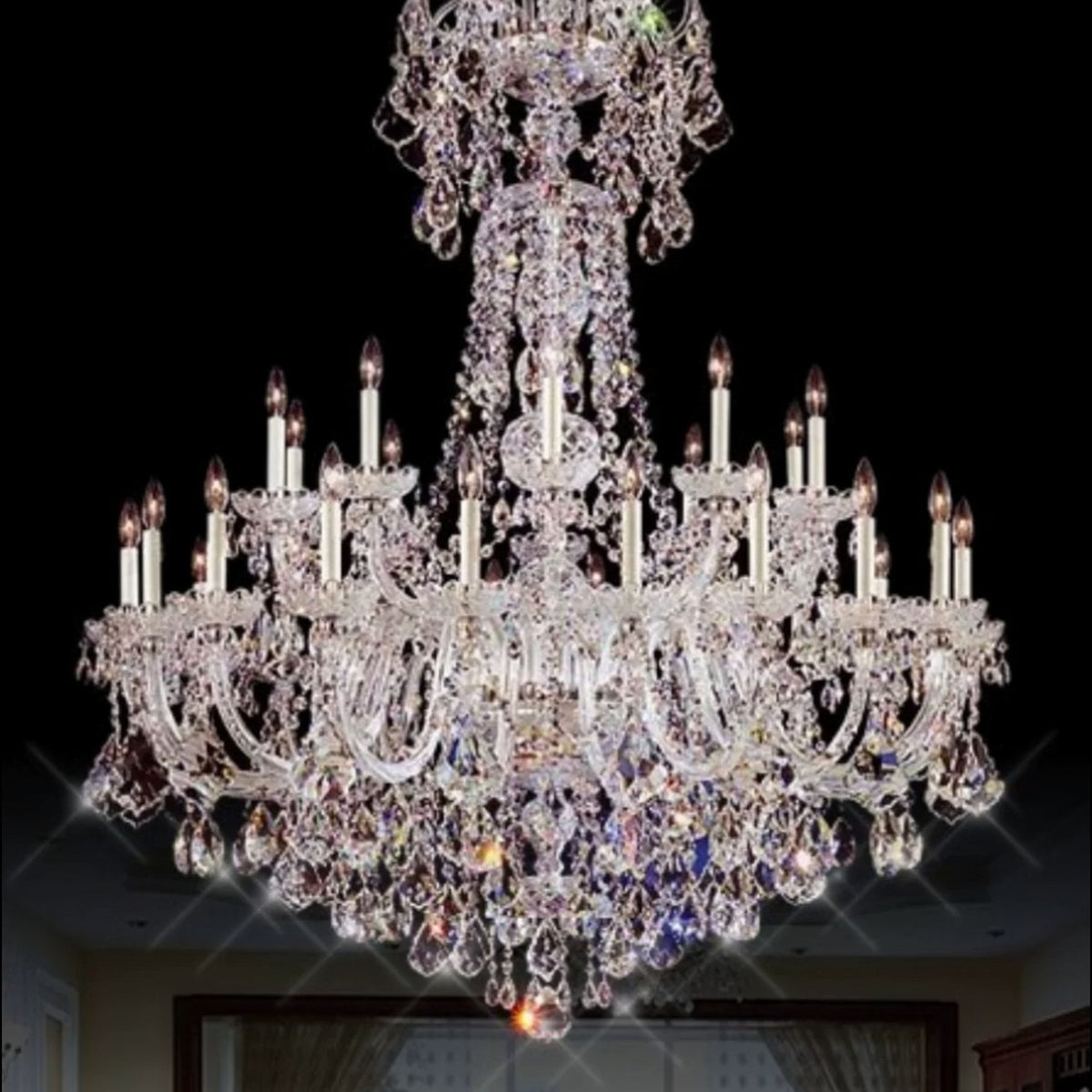 AM0828 — European Crystal Chandelier for Duplex Spaces & Stairwells