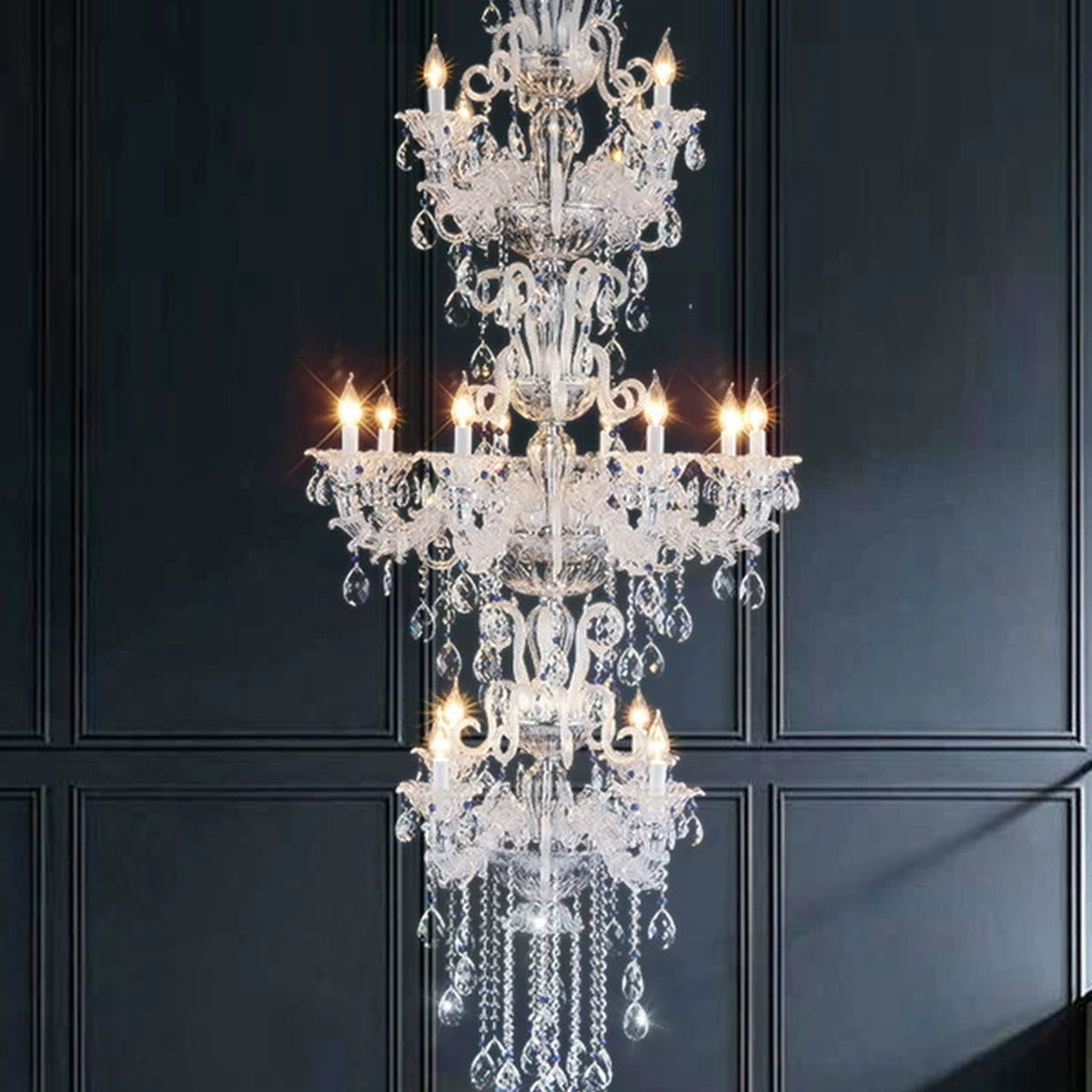 AM0854 — European Stairwell Duplex Crystal Chandelier for Living Rooms & Dining Rooms