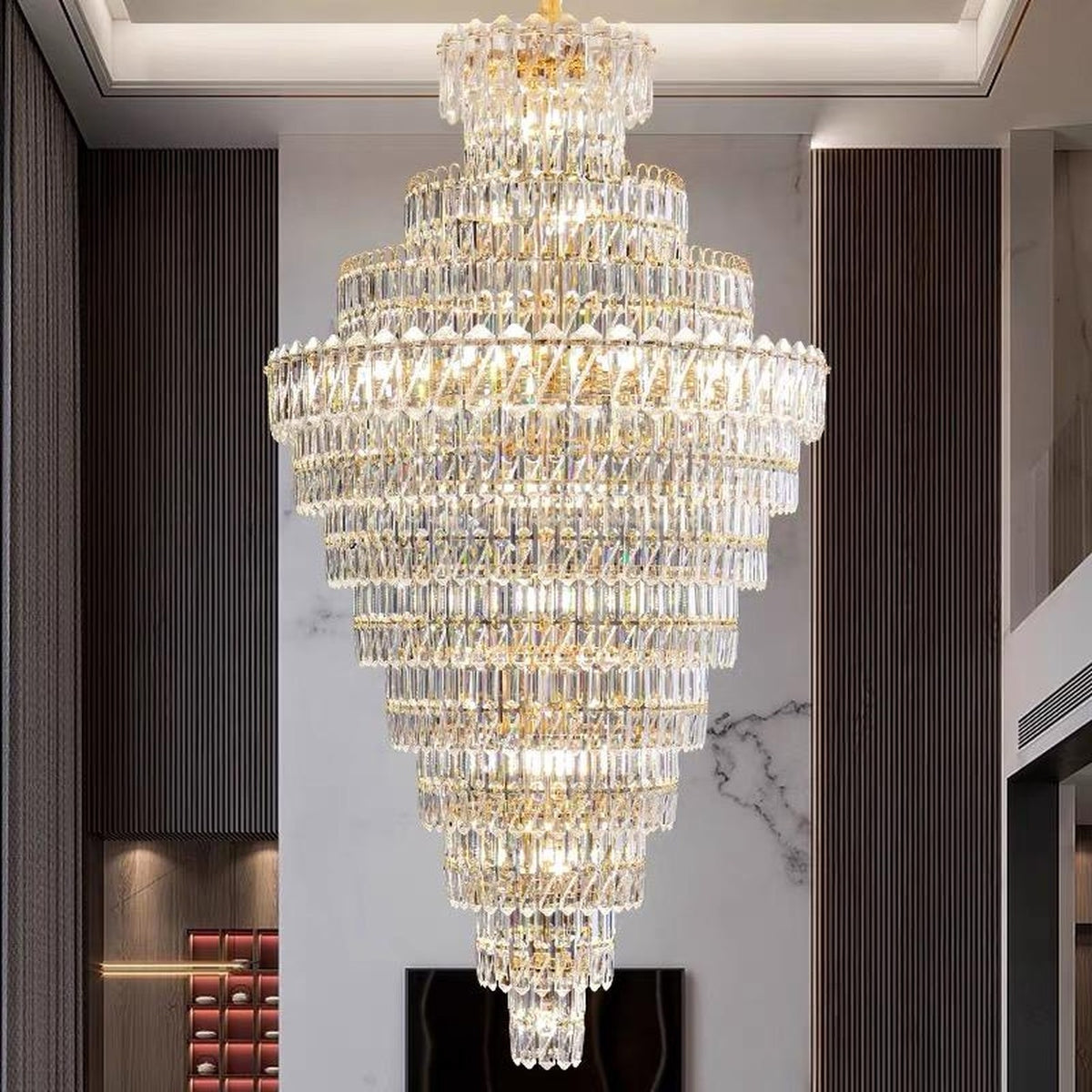 AM0584 — Light Luxury Stairwell Crystal Chandelier for Living Rooms