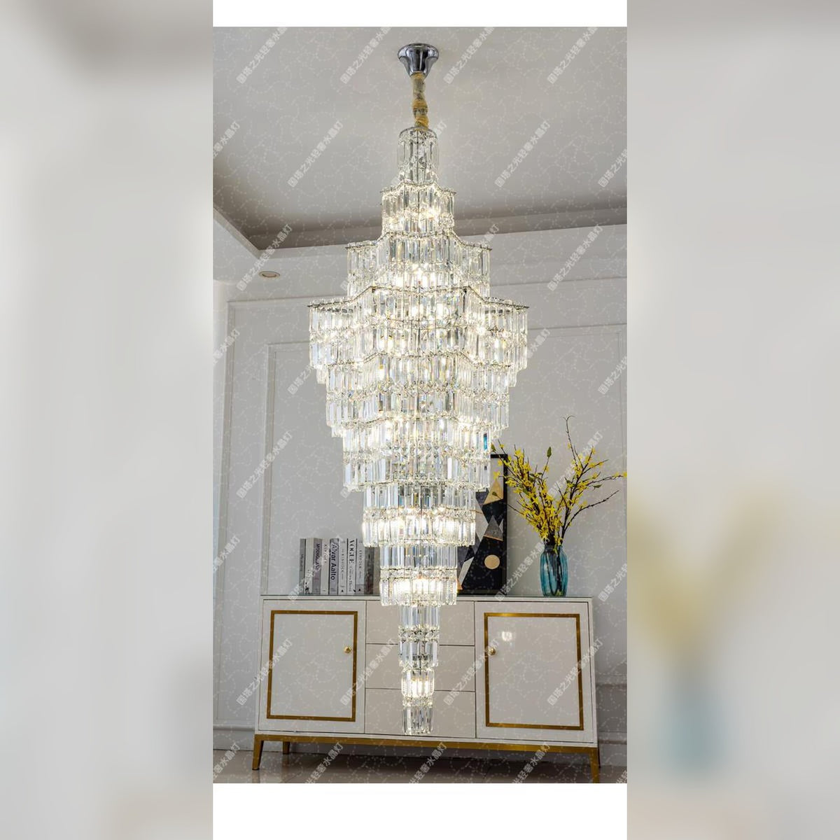 AM0526 — Postmodern Stairwell Crystal Chandelier for Living Rooms