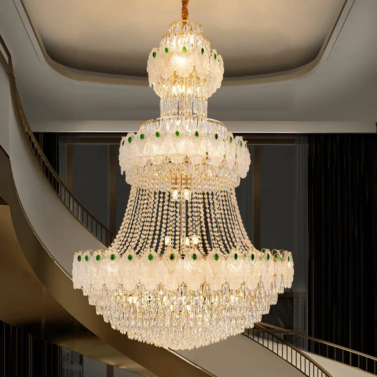 AM0573 — Light Luxury Stairwell Crystal Chandelier for Living Rooms