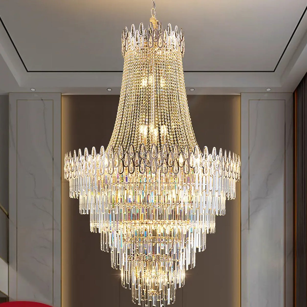 AM0469 — Spiral Staircase Crystal Chandelier for Living Rooms