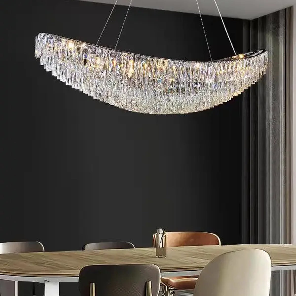AM0503 — Light Luxury Linear Crystal Chandelier for Dining Rooms