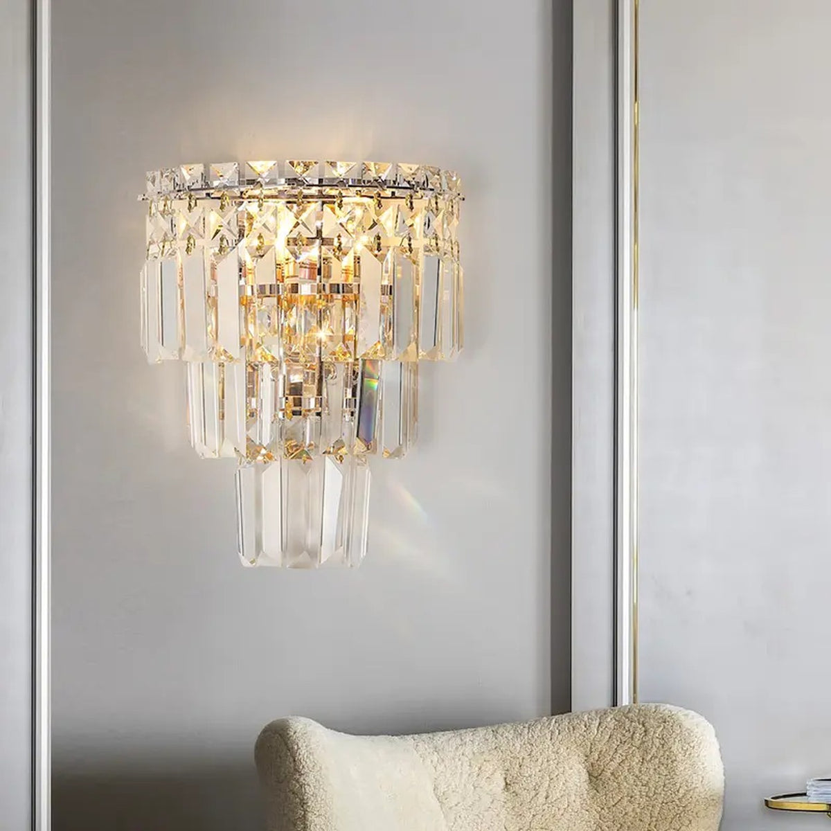 AM0482 — Postmodern Stairwell K9 Crystal Wall Light for Living Rooms
