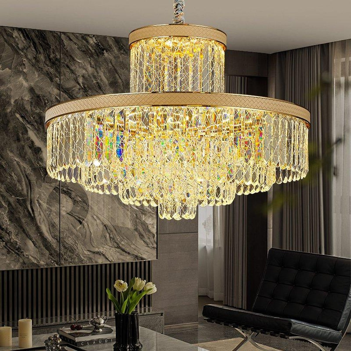 AM0619 — Light Luxury Crystal Chandelier for Living Rooms