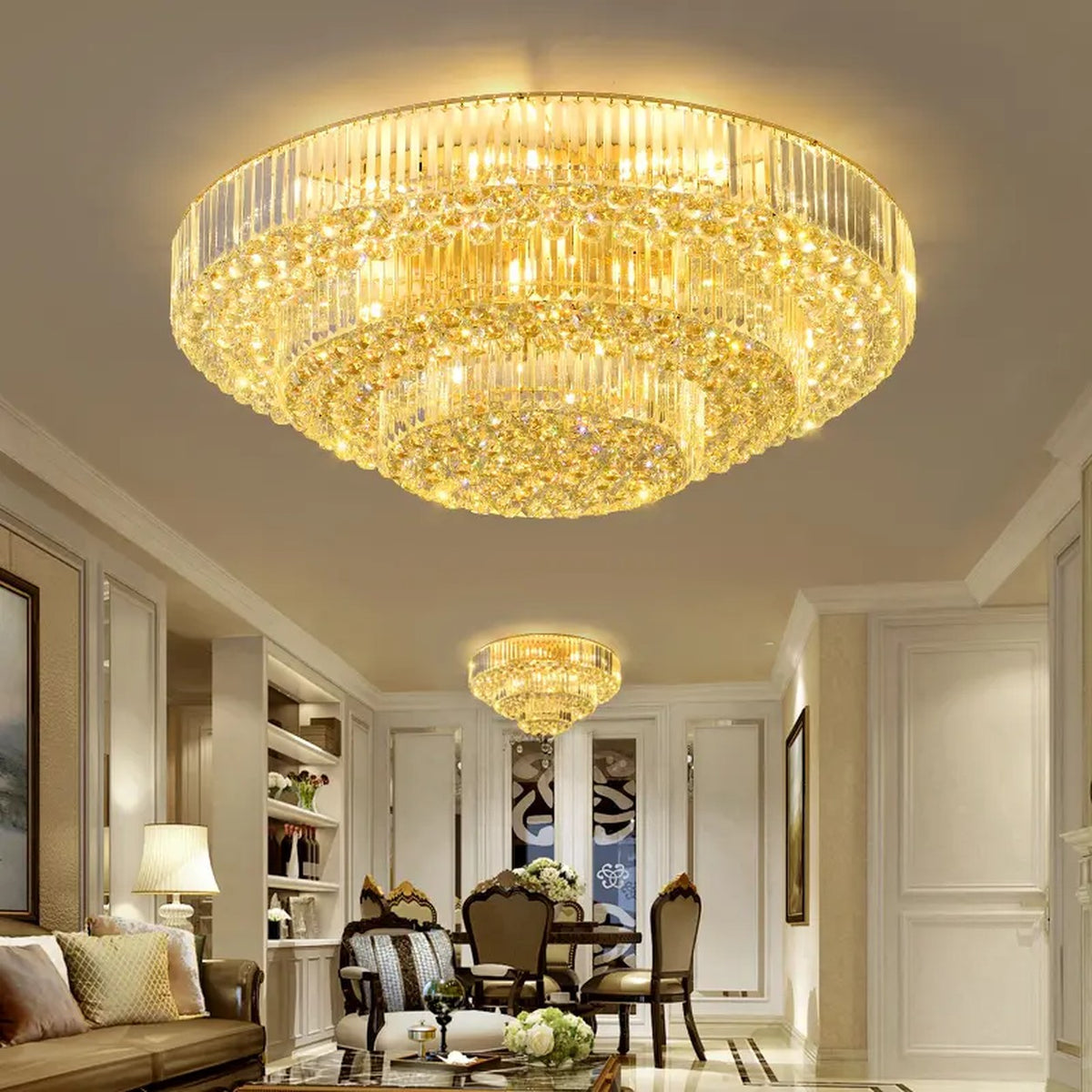 AM0505 — Grand Round Crystal Ceiling Light for Living Rooms
